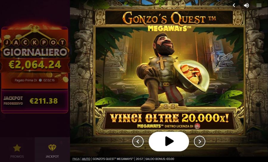 Gonzos Quest Megaways Schermata Iniziale - -